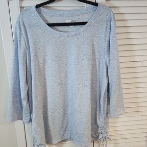 Sonoma Light Blue Speckled Long Sleeve Top with Side Tie